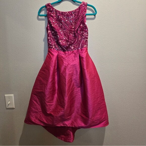 NWOT Monique Lhuillier Sequin Barbiecore Ring Around Dress Pink Pockets Sz 2 - Picture 4 of 9